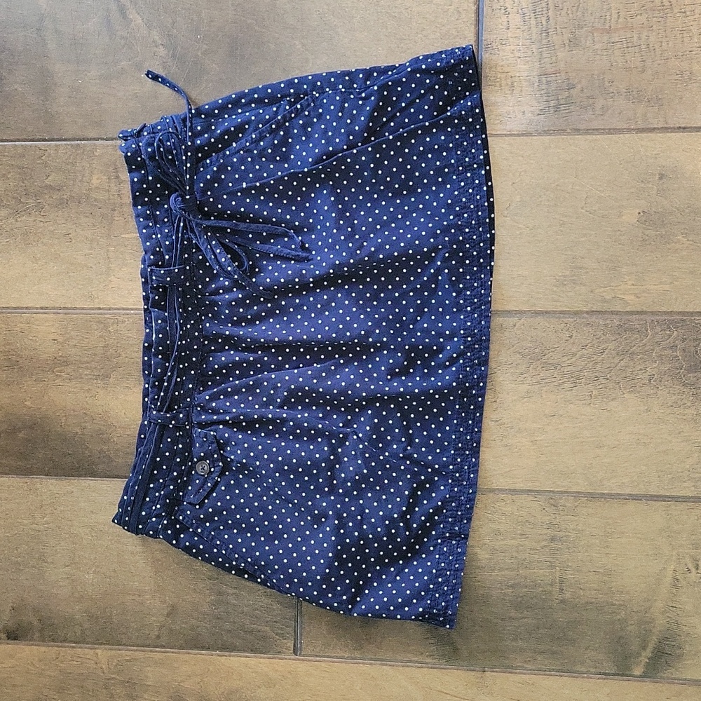 American Eagle mini bubble skirt navy and white polka dot
